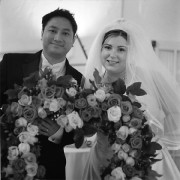 Leon & Gina with the Flower Arrangement